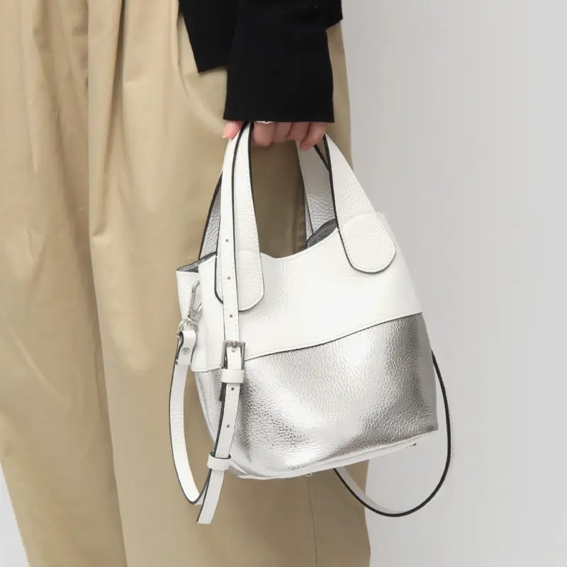 ANNA バイカラー レザー 2way トートバッグ (S)