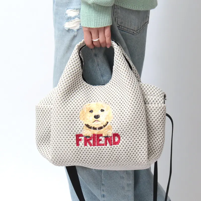 アニマル刺繍 メッシュ 2way トートバッグ