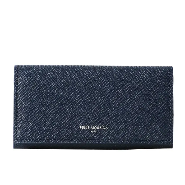 PELLE MORBIDA ペッレモルビダ BARCA 牛革(型押し)  3つ折りキーケース ネイビー