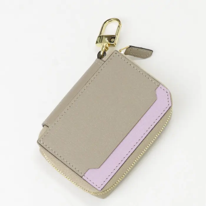 L'arcobaleno ラルコバレーノ ゴートレザー  スマートWキーケース BEIGE/LILLAC