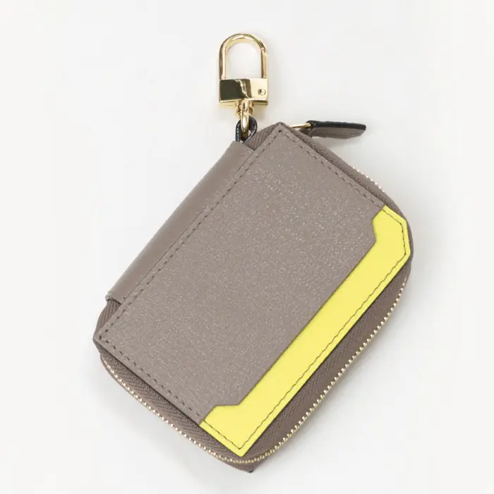 L'arcobaleno ラルコバレーノ ゴートレザー  スマートWキーケース TORTORA/YELLOW