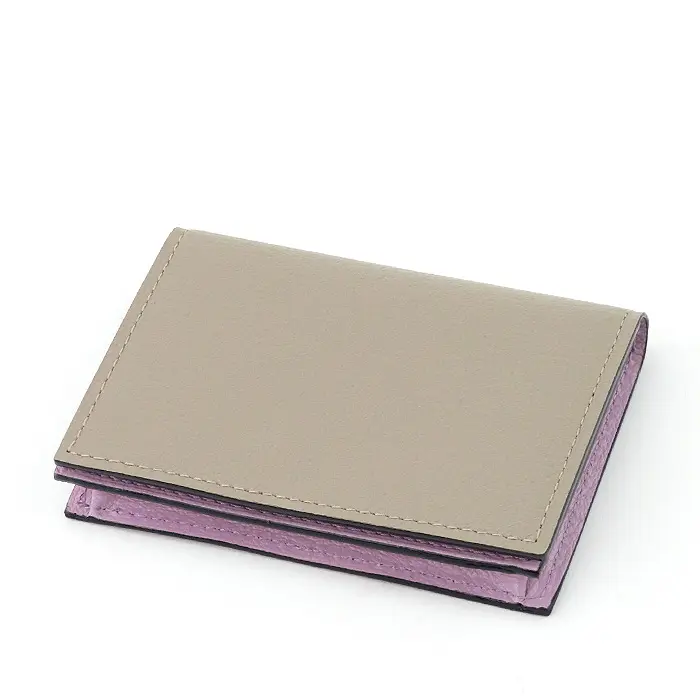L'arcobaleno ラルコバレーノ ゴートレザー カードケース BEIGE/LILLAC