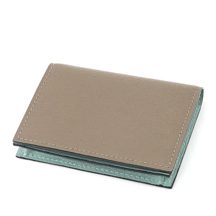 L'arcobaleno ラルコバレーノ ゴートレザー カードケース GRAY/MINT