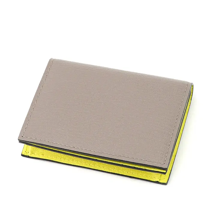 L'arcobaleno ラルコバレーノ ゴートレザー カードケース TORTORA/YELLOW