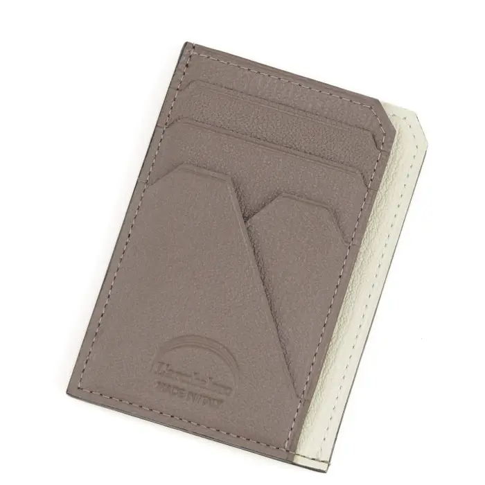 L'arcobaleno ラルコバレーノ ゴートレザー スマートミニウォレット WHITE/GRY