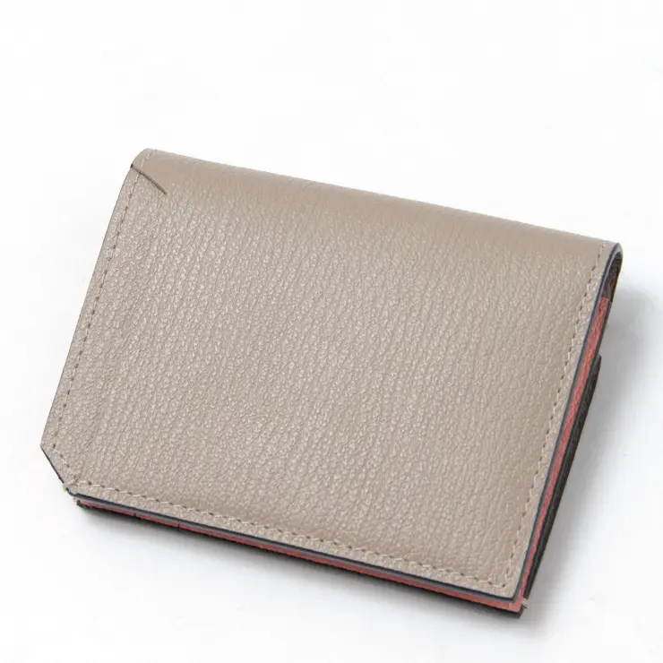 L'arcobaleno ラルコバレーノ ゴートレザー スマートカードウォレット BEIGE/PINK