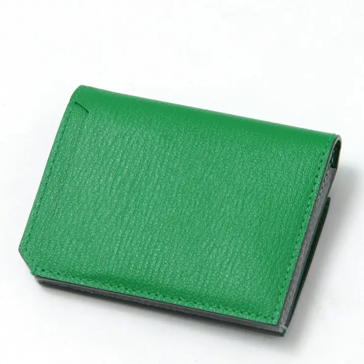 L'arcobaleno ラルコバレーノ ゴートレザー スマートカードウォレット PINE/ONICE