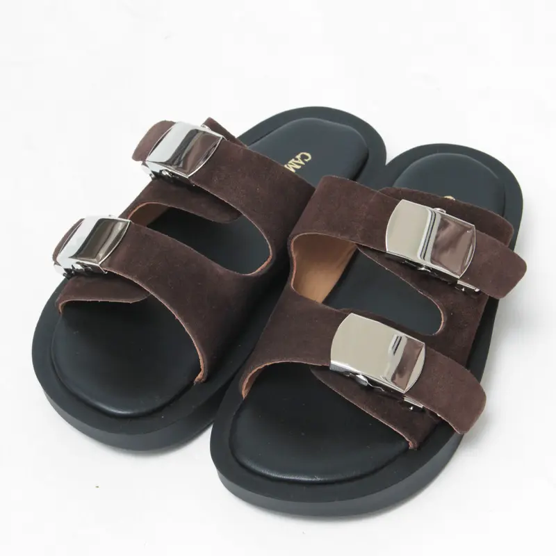 CAMINANDO カミナンド スエード バックル付き ダブルベルトサンダル LEATHER BUCKLE PLATFORM BROWN