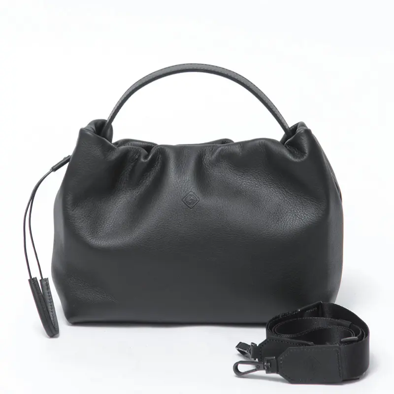 BASIC POUCH 撥水カウレザー 2way 巾着バッグ (M)