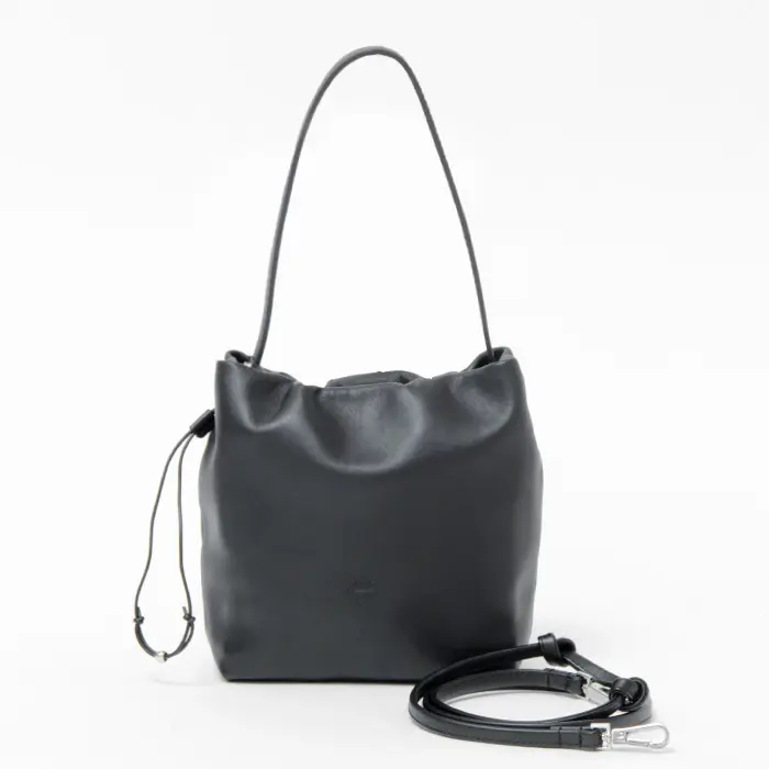 TESSEN CREATION テッセンクリエーション BASIC POUCH S ラムレザー 2wayハンドバッグ BLACK