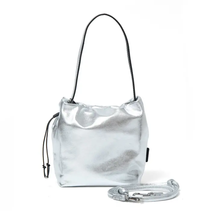 TESSEN CREATION テッセンクリエーション BASIC POUCH S ラムレザー 2wayハンドバッグ SILVER