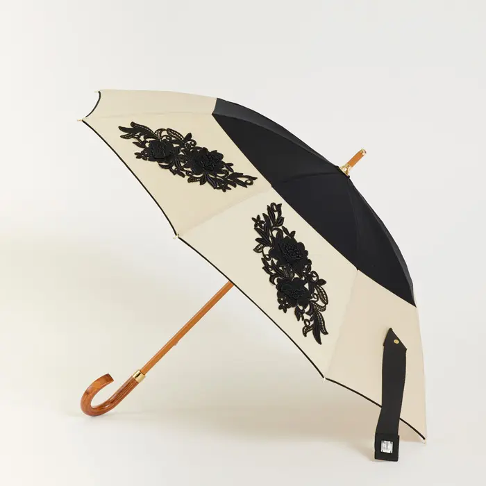 Athena New York アシーナニューヨーク Amelia Lace フラワーレース付き 日傘 BLACK/BEIGE