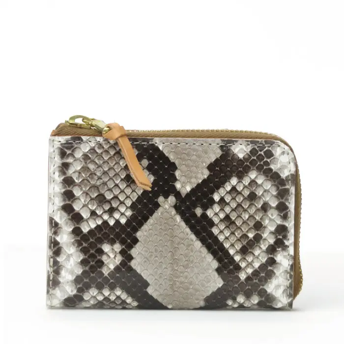 パイソンレザー 二つ折り 逆L字ジップ財布