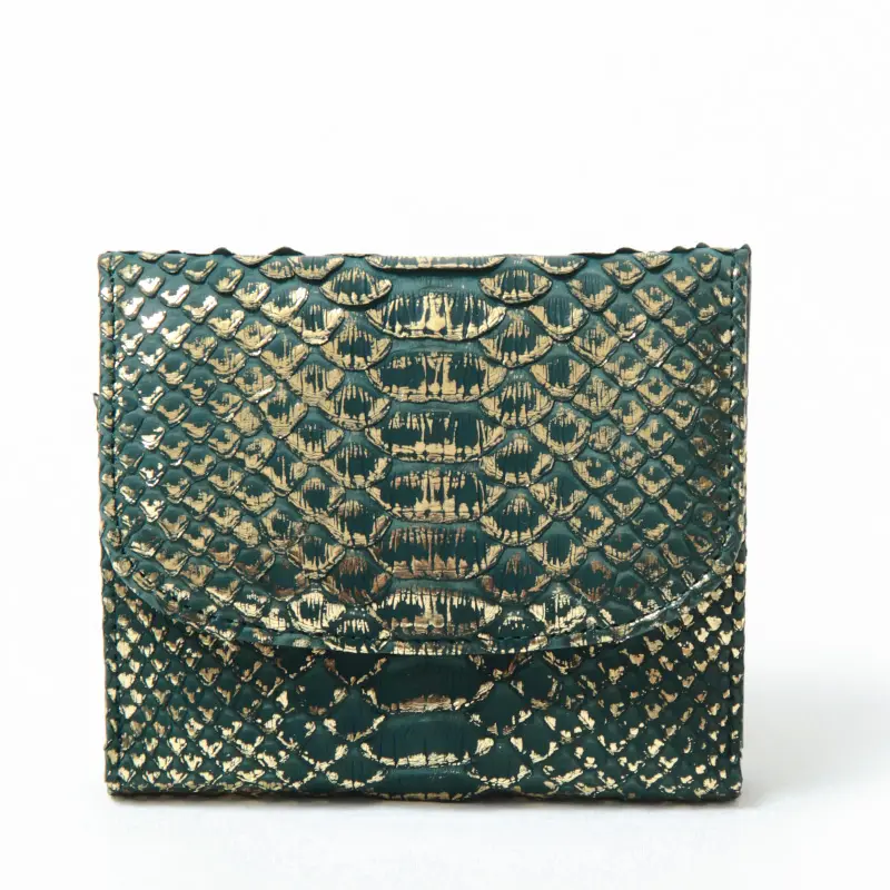 VIA DOAN ヴィアドアン Verde パイソン 二つ折り財布 グリーン