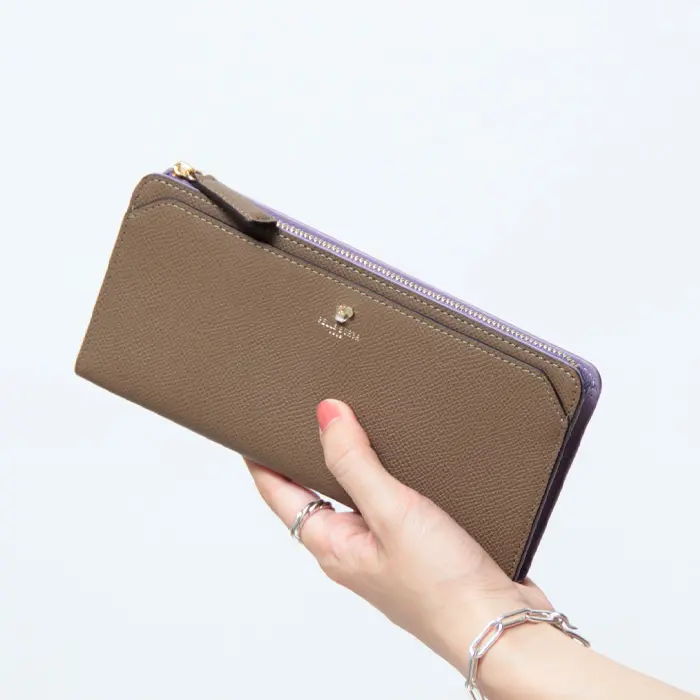 PELLE BORSA ペレボルサ フレンチカーフグッズ L字ファスナー長財布 トープ