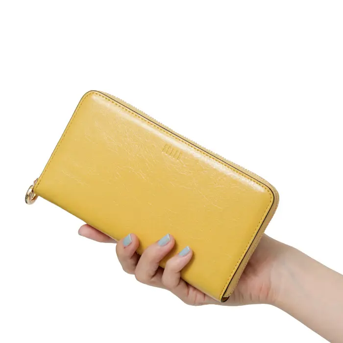 PELLE BORSA ペレボルサ Minato ラウンドファスナー コンパクト 長財布 イエロー