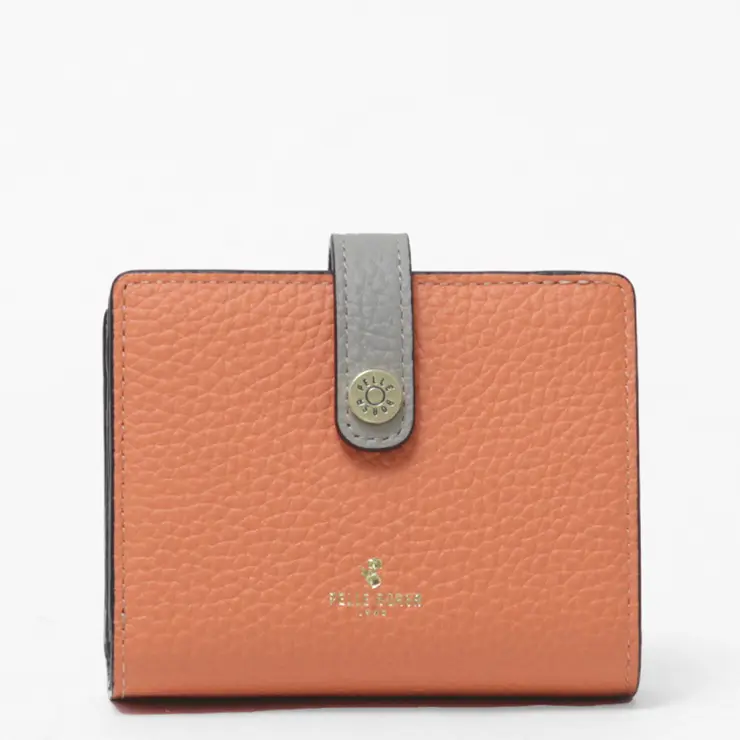 PELLE BORSA ペレボルサ レネットグッズ シュリンクレザー 二つ折り財布 4761 サーモンオレンジ