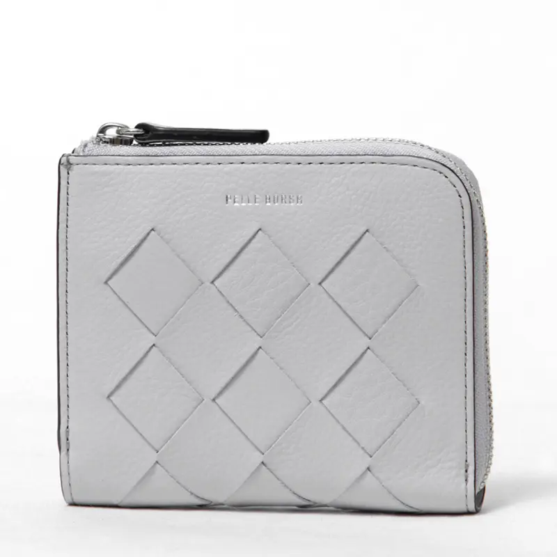 Chrono Weave 牛革メッシュ L字ファスナー ミニ財布
