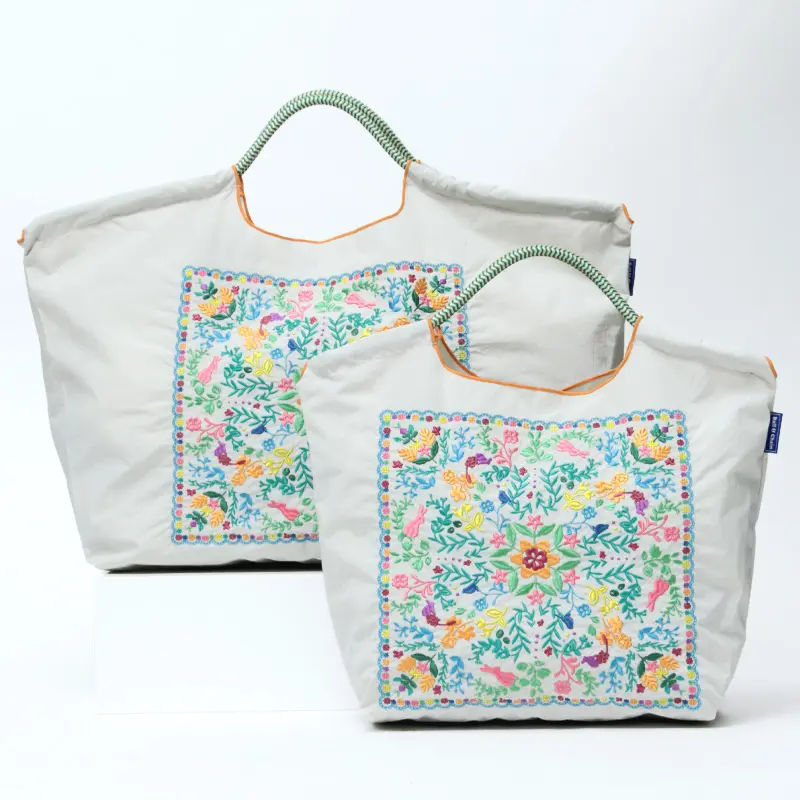 FLOWER BANDANA (フラワーバンダナ) エコバッグ (M) (L) ペールグレー