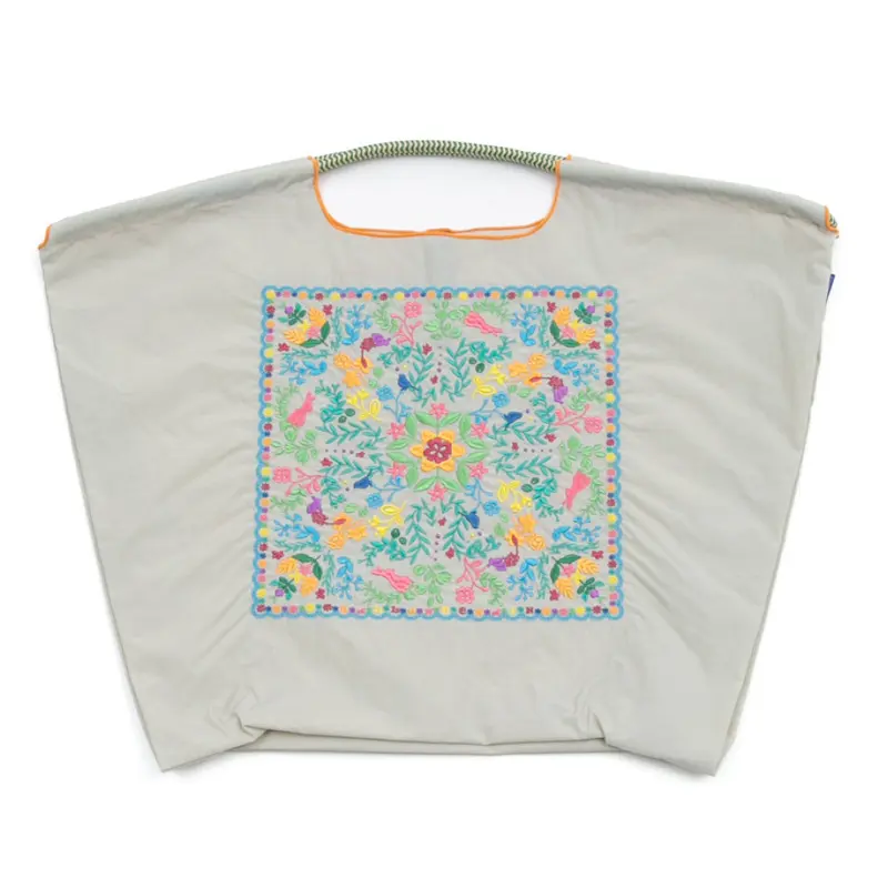 FLOWER BANDANA (フラワーバンダナ) エコバッグ (M) (L) ペールグレー
