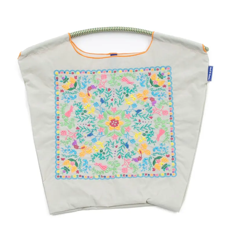 FLOWER BANDANA (フラワーバンダナ) エコバッグ (M) (L) ペールグレー