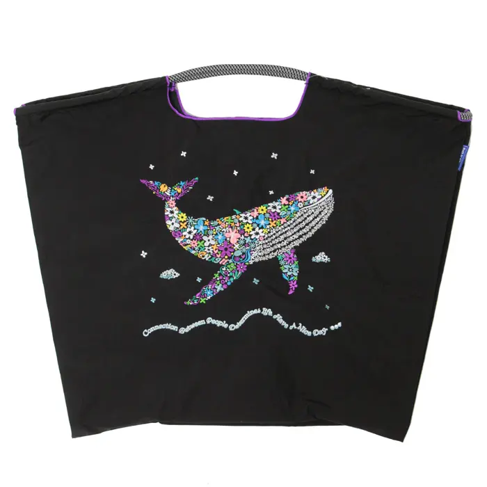 BALL＆CHAIN ボールアンドチェーン Flower Whale(フラワーホエール) エコバッグ (M) (L) ブラック L