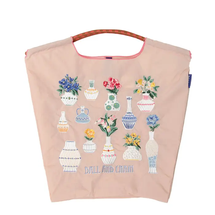 BALL＆CHAIN ボールアンドチェーン Flower Vase(フラワーベース) エコバッグ (M) (L) ピンクベージュ