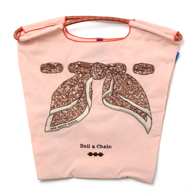 BALL＆CHAIN ボールアンドチェーン SCARF LEOPARD  (スカーフレオパード) エコバッグ (M) (L) ピンクベージュ