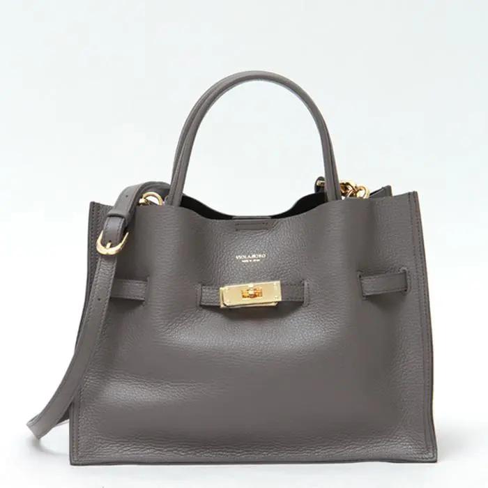 VIOLAd'ORO ヴィオラドーロ TRERO 1496 レザー 2way トート(M) V-1496 ダークグレー