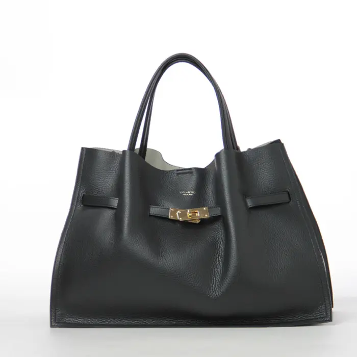 VIOLAd'ORO ヴィオラドーロ TRERO レザー トートバッグ(L) V-1497 ≪5月中≫ブラック