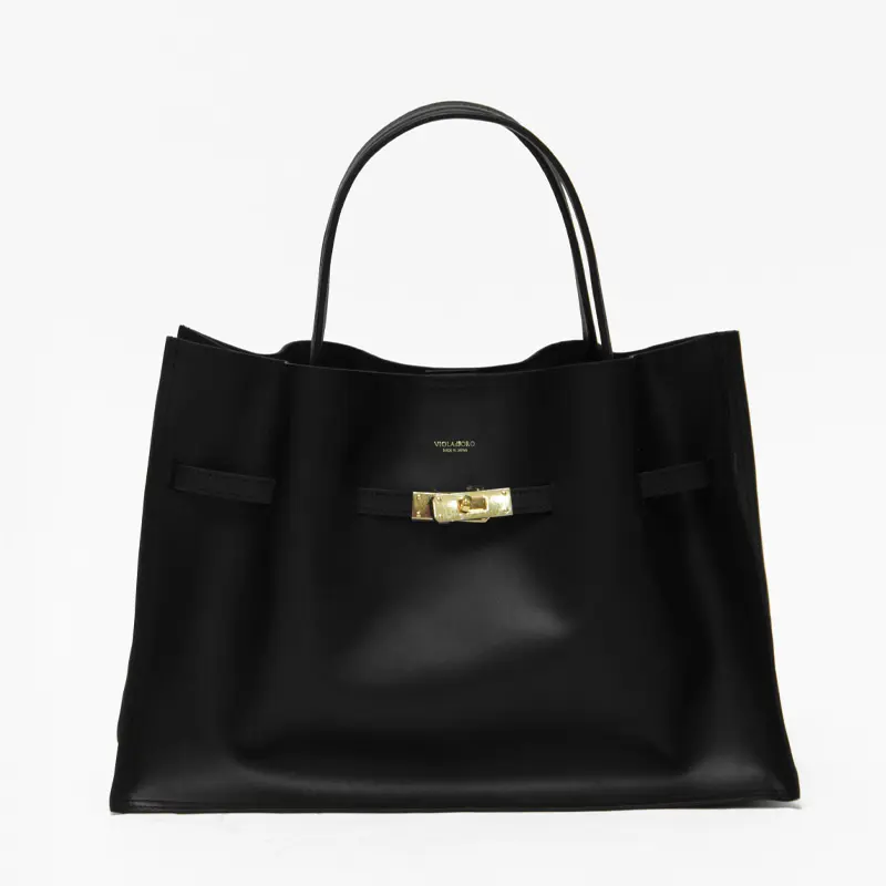 VIOLAd'ORO ヴィオラドーロ REMY イタリアンレザー トートバッグ(L) ブラック