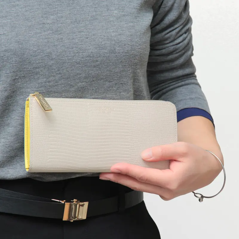 VIOLAd'ORO ヴィオラドーロ PORTA リザード型押しレザー L字長財布 V-5039
