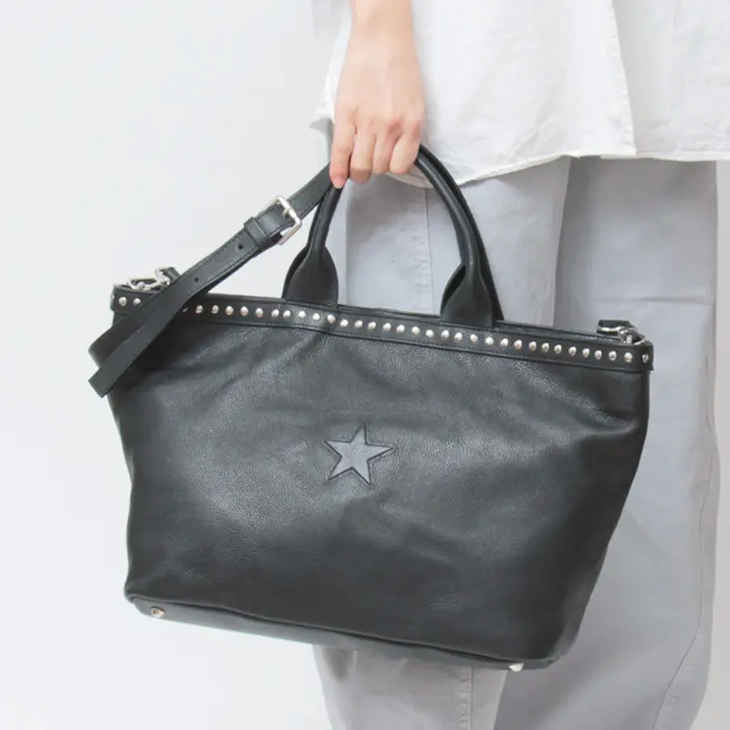 星 型押し レザー 2way トートバッグ