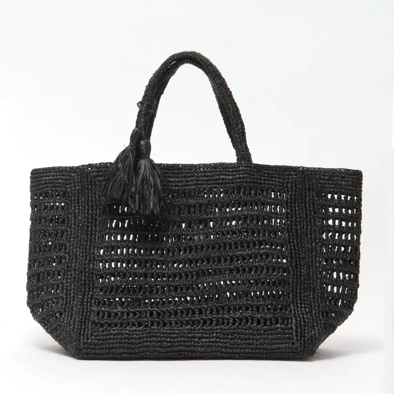 MAISON N.H PARIS メゾンエヌアッシュパリ ANNABELLE MEDIUM ラフィア かごバッグ NOIR