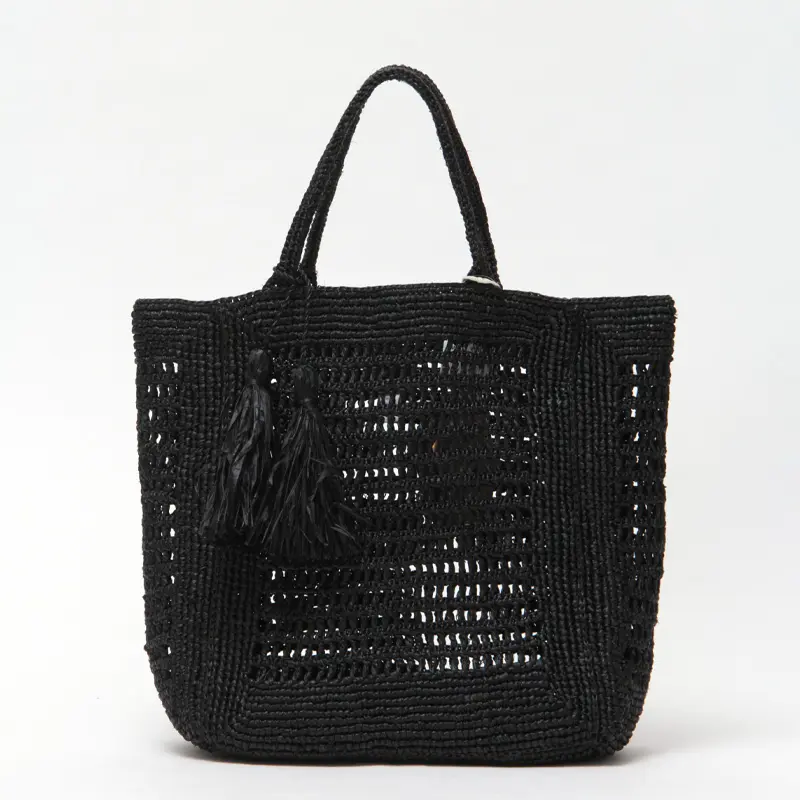 MAISON N.H PARIS メゾンエヌアッシュパリ ANNABELLE VERTICAL ラフィア かごバッグ NOIR