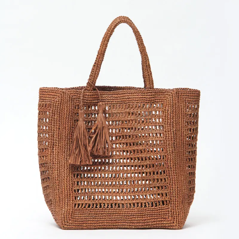 MAISON N.H PARIS メゾンエヌアッシュパリ ANNABELLE VERTICAL ラフィア かごバッグ SUCRE　BRUN