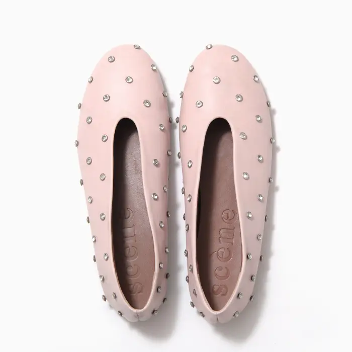 scene シェーン ビジュー付き フラットシューズ BABY PINK
